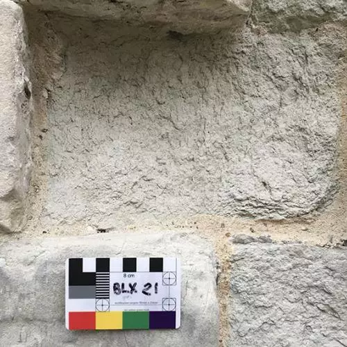 Flaking stone at the Bell Tower, Tower of London