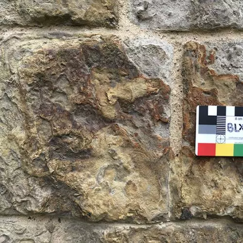 Reigate Stone with likely sulphation and patina at the Bell Tower, Tower of London