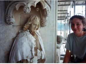 Sally Strachey at Bath Abbey in 1992